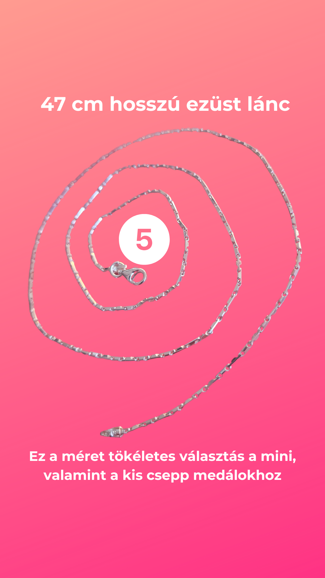 47cm hosszú ezüstlánc