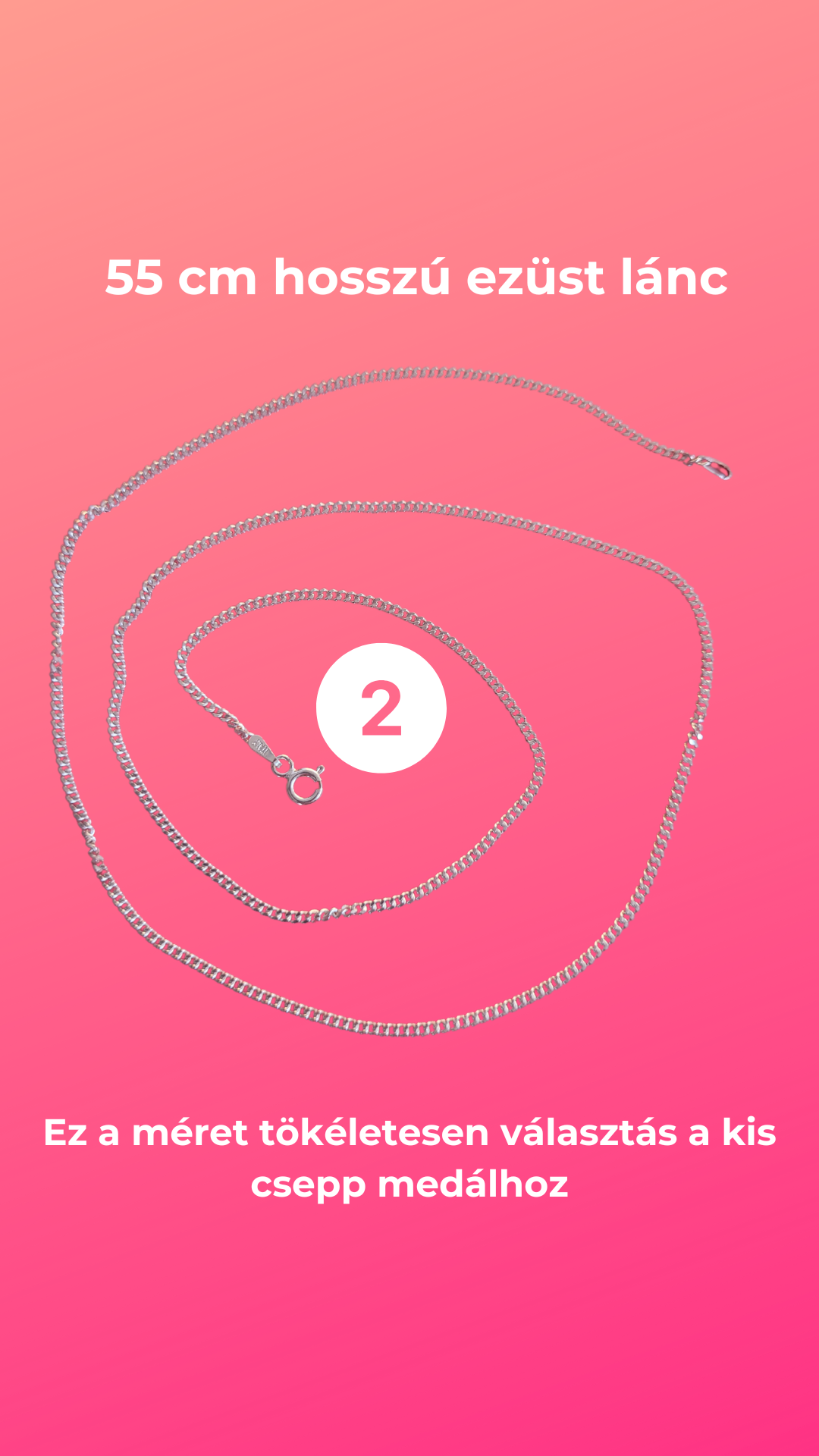 55cm hosszú ezüstlánc